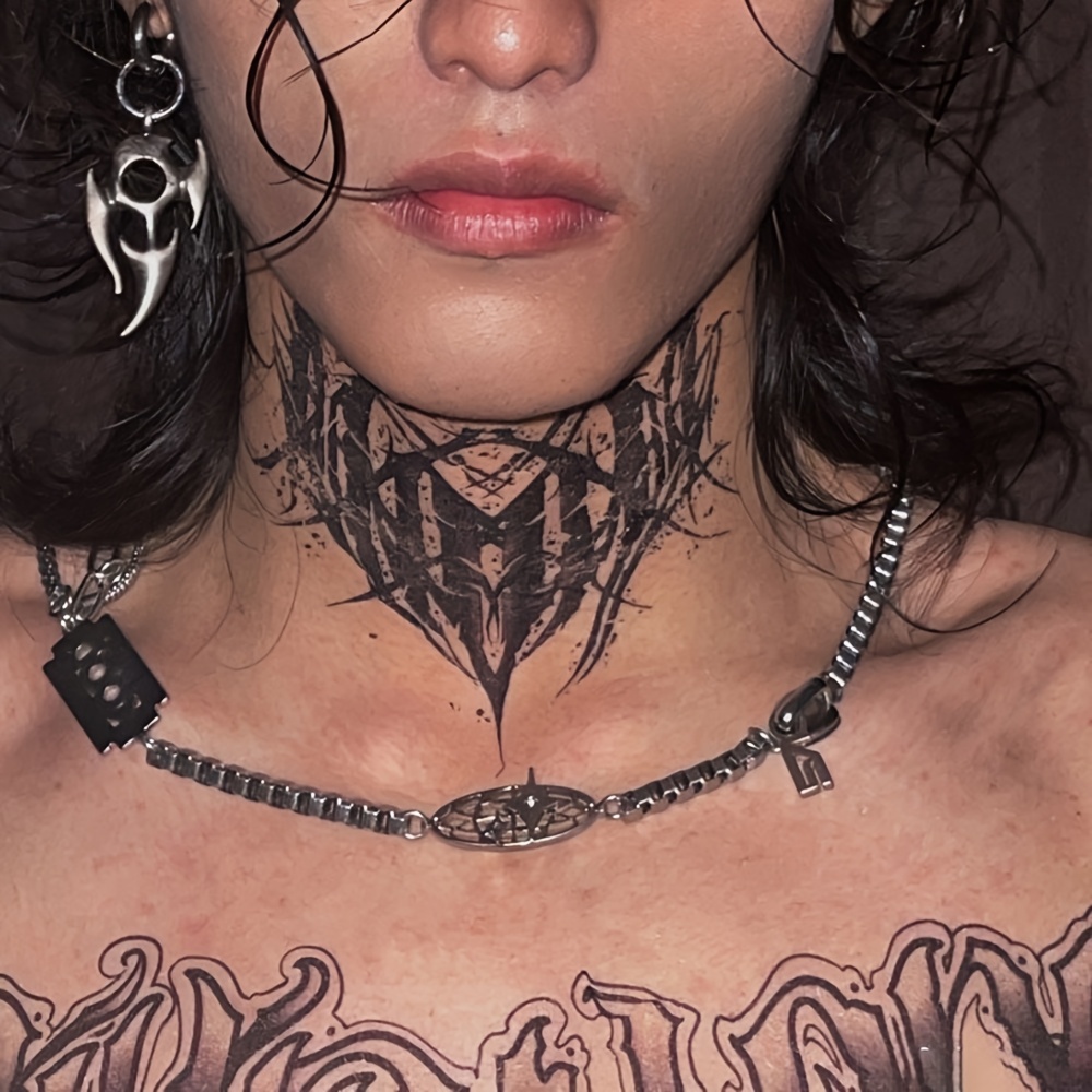 small female front neck tattoo 0079