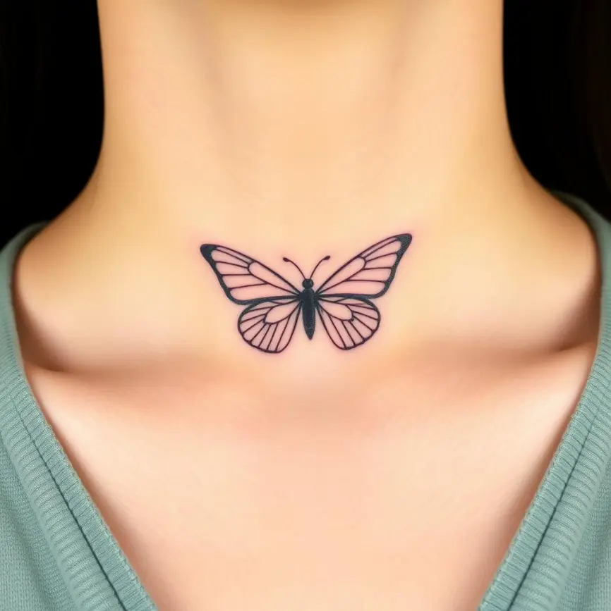 small female front neck tattoo 0089