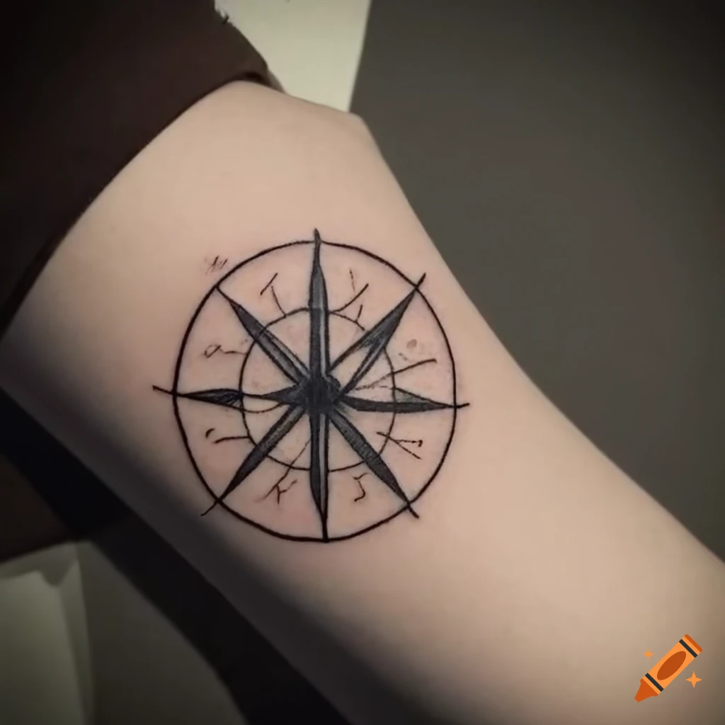 small feminine compass tattoo 0016