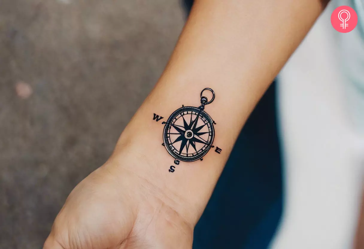 small feminine compass tattoo 0026