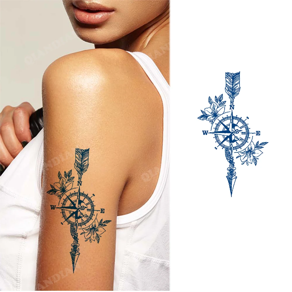 small feminine compass tattoo 0031