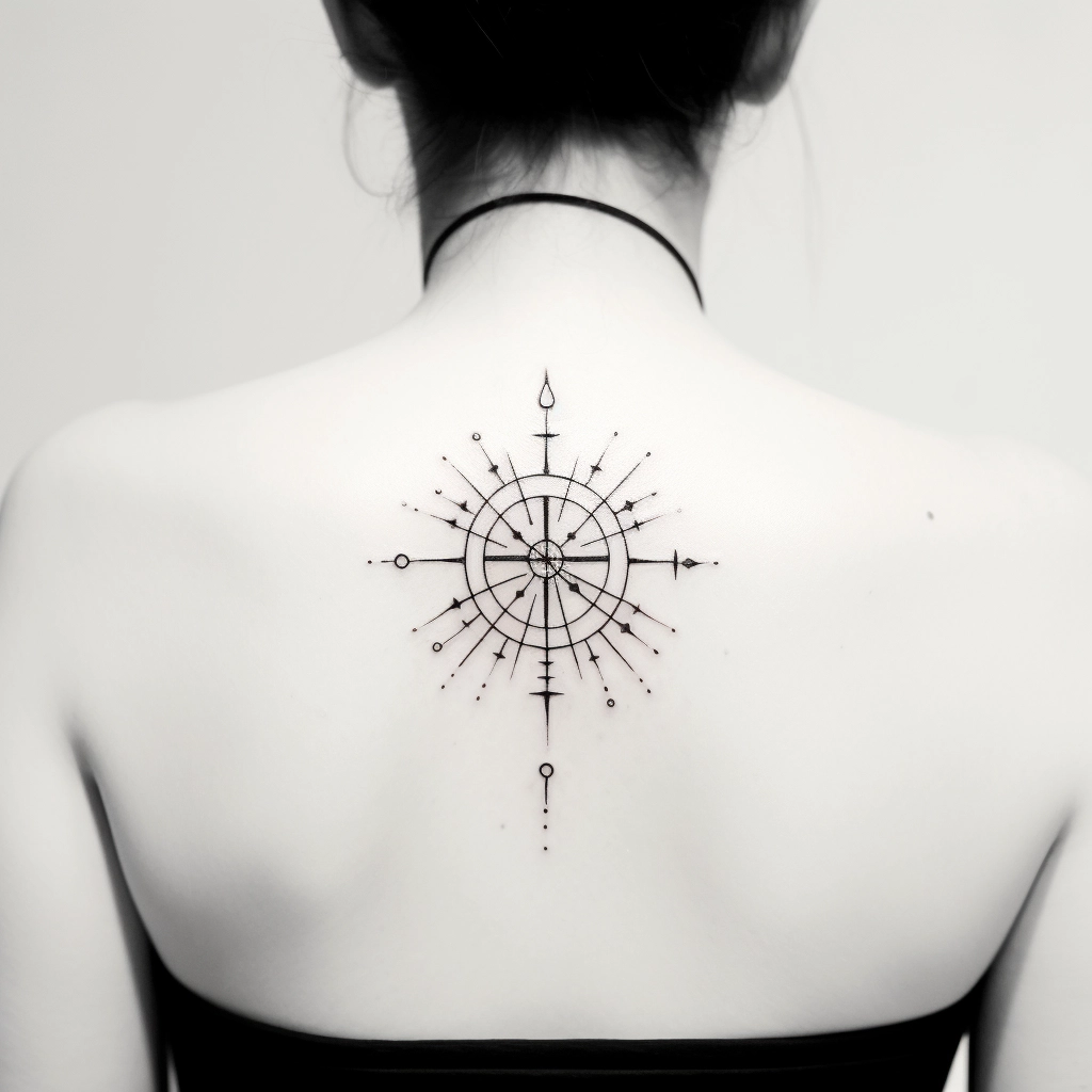 small feminine compass tattoo 0036