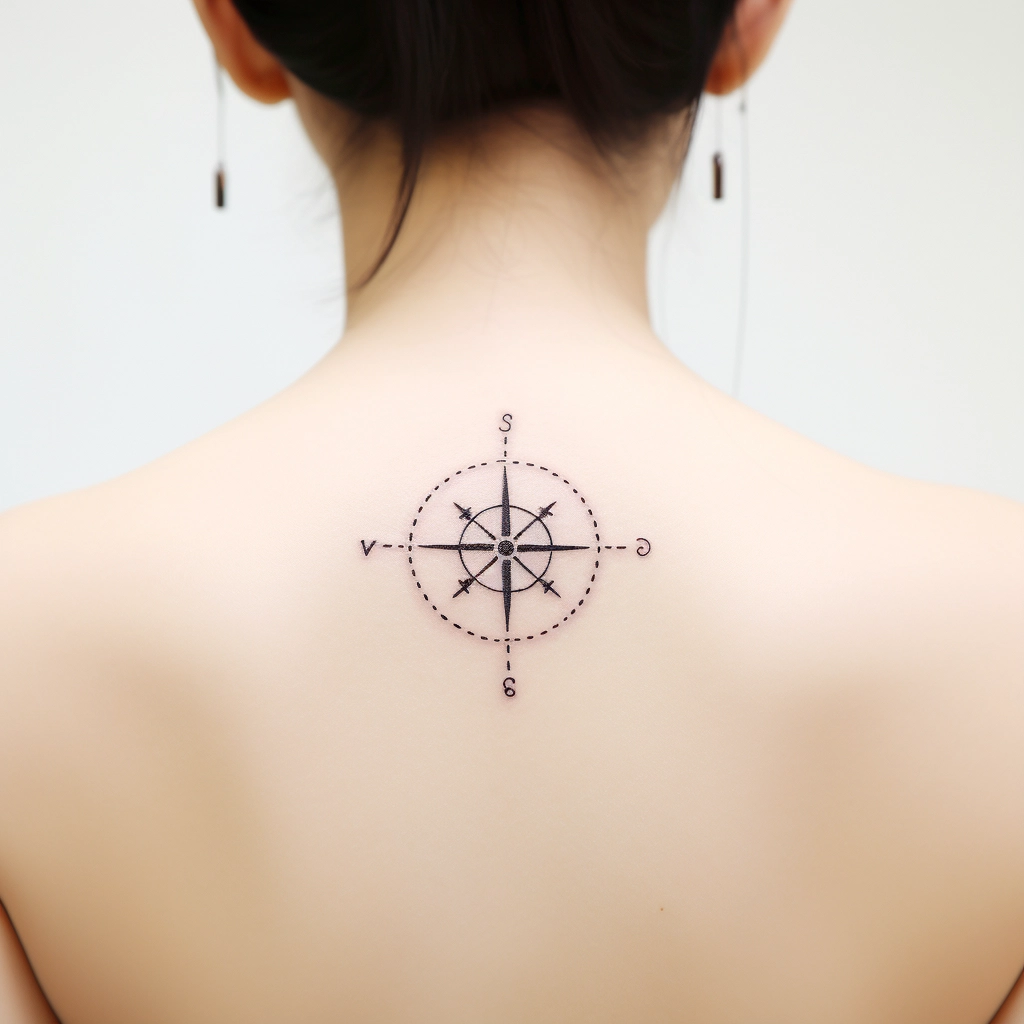 small feminine compass tattoo 0055