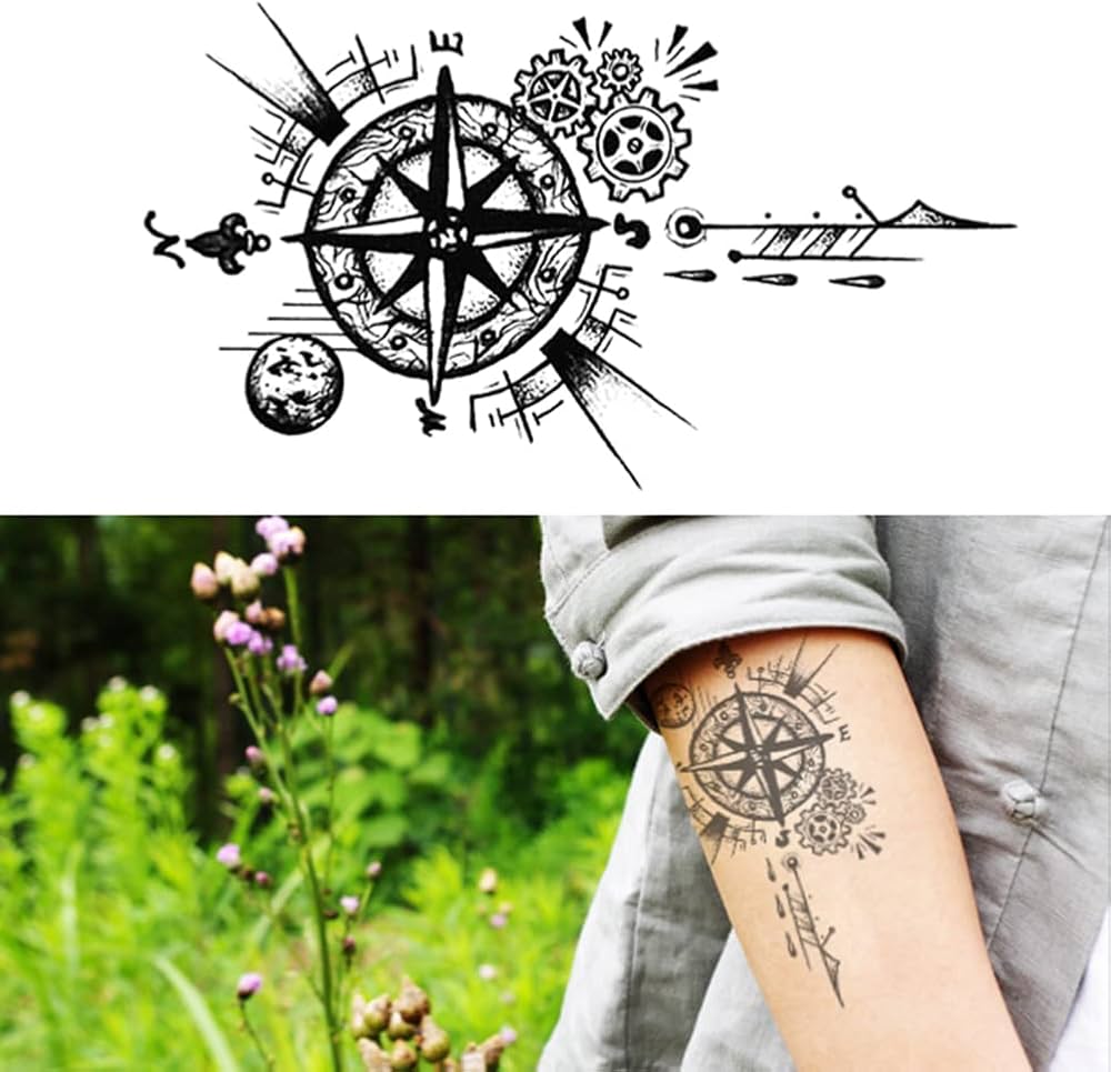 small feminine compass tattoo 0058