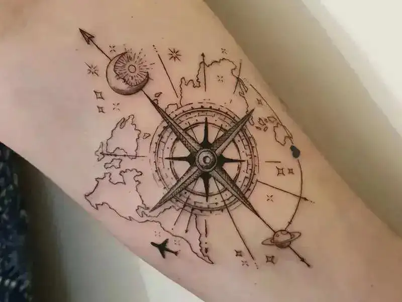 small feminine compass tattoo 0060