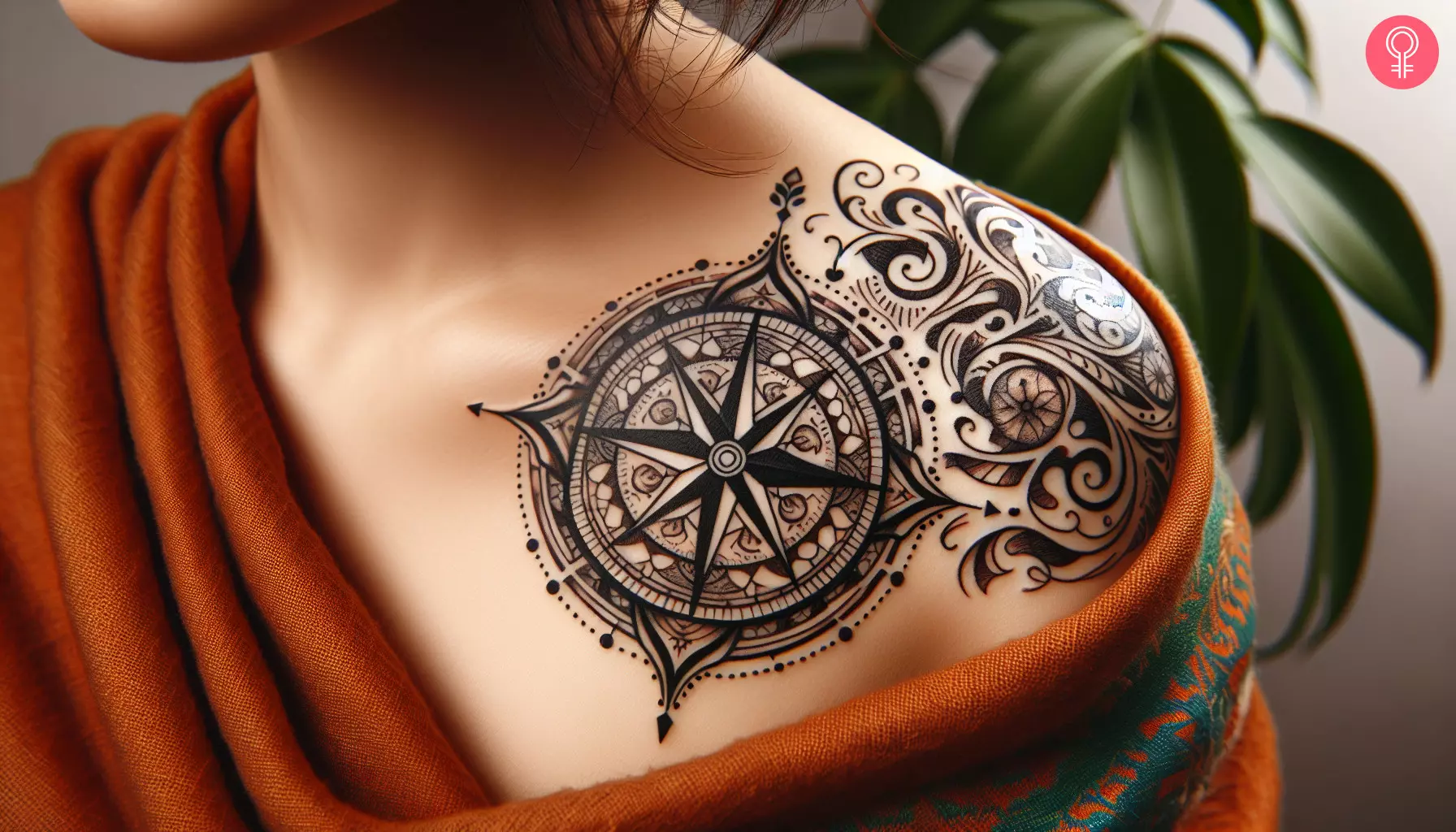 small feminine compass tattoo 0076