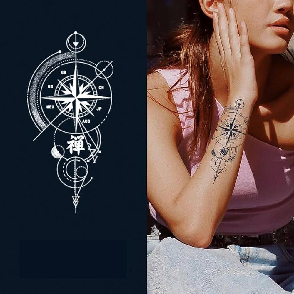 small feminine compass tattoo 0078