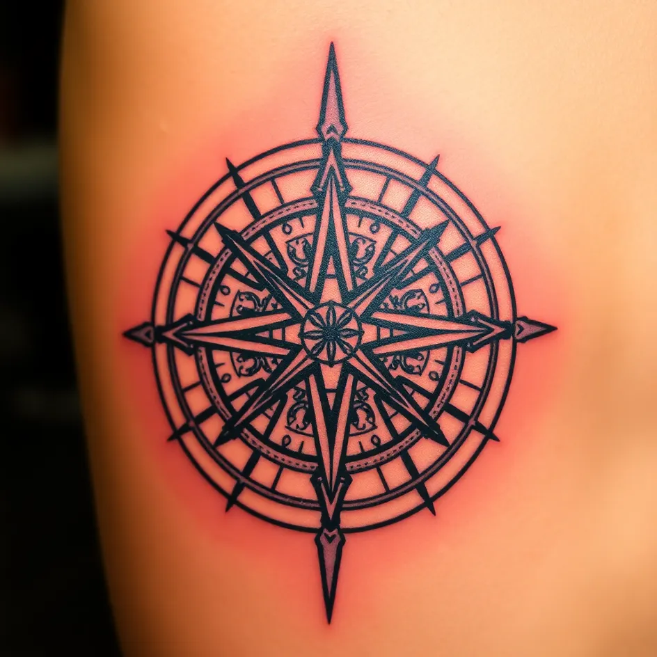 small feminine compass tattoo 0079