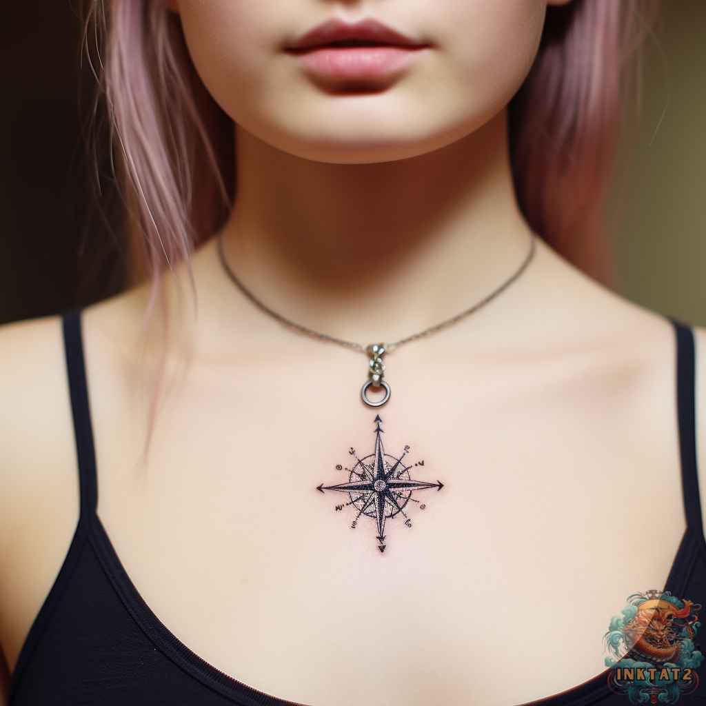 small feminine compass tattoo 0095