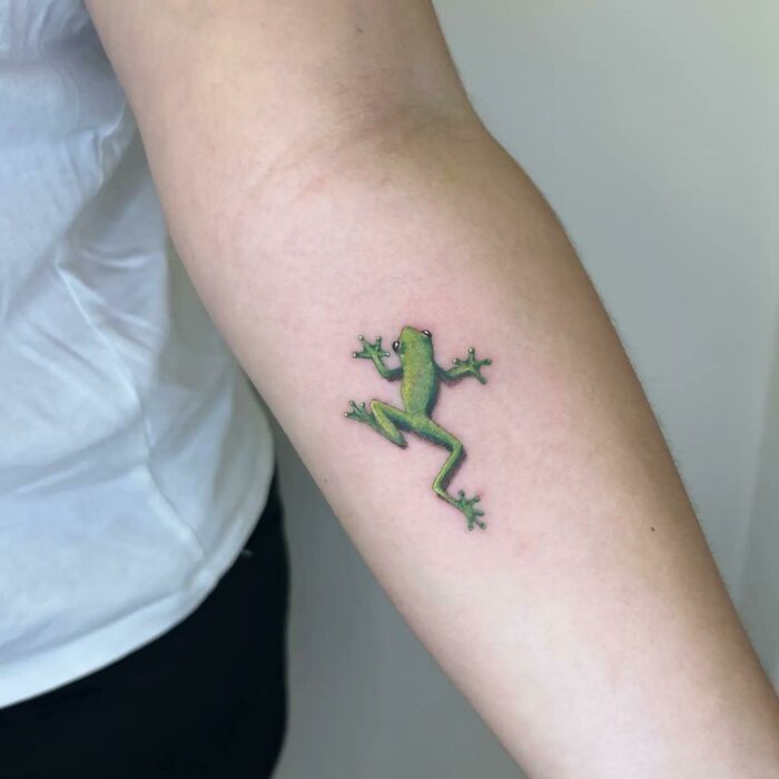 small frog tattoo art styles.