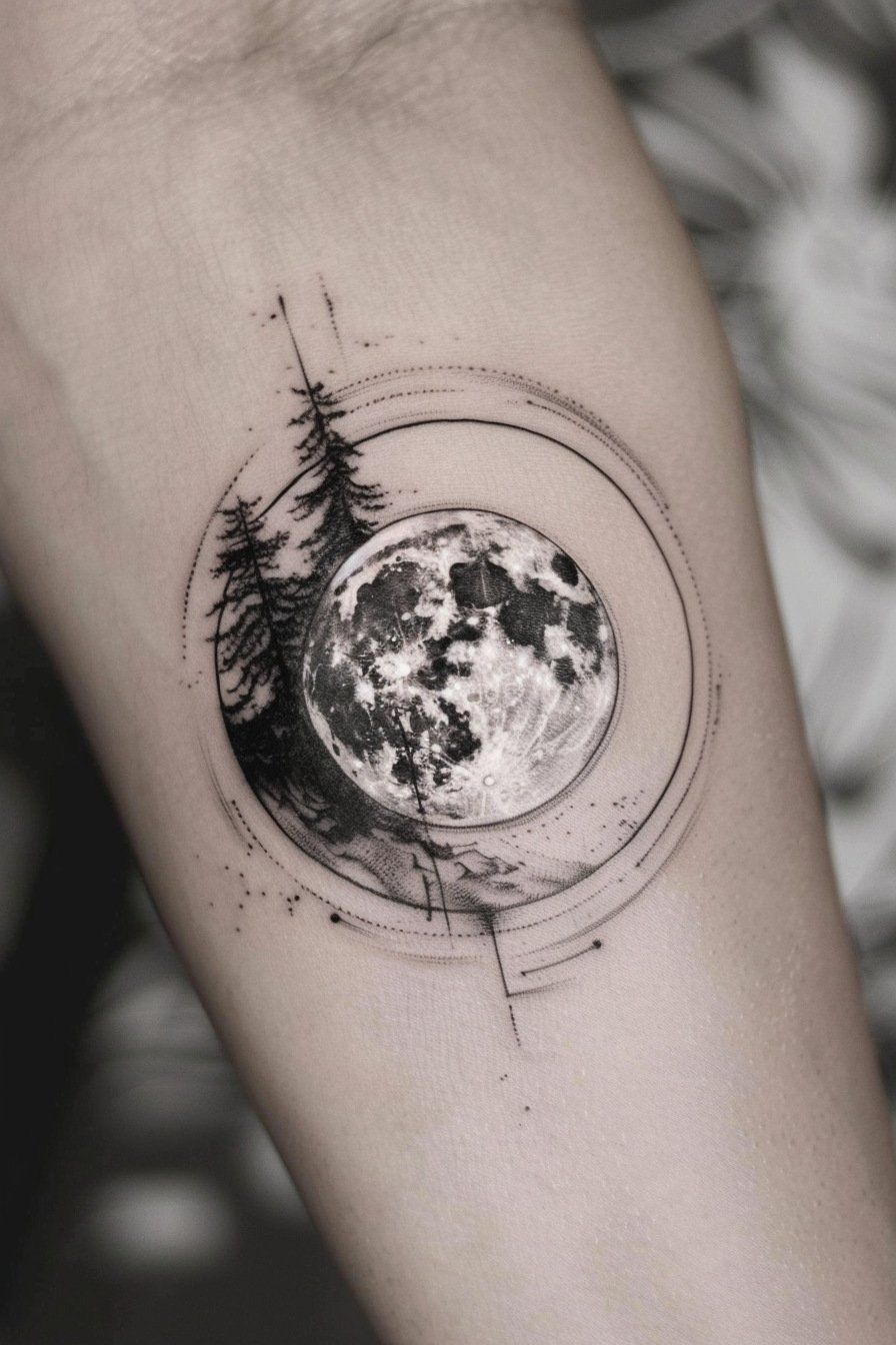 small full moon tattoo concepts