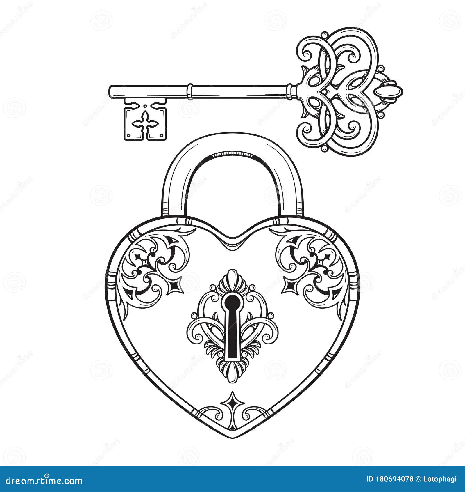 Small heart lock and key tattoo 0010