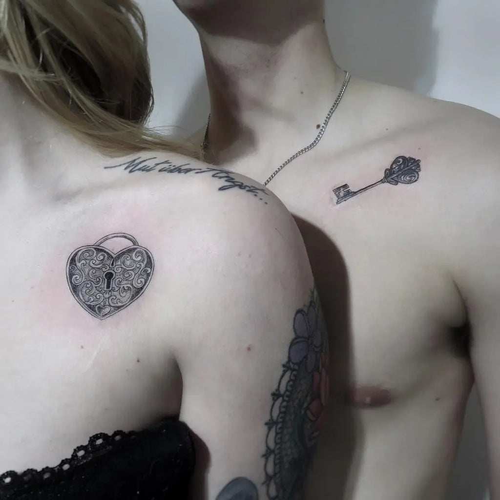 Small heart lock and key tattoo 0014