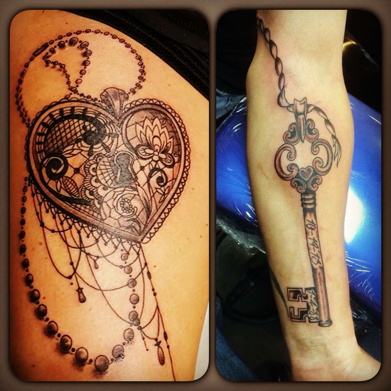 Small heart lock and key tattoo 0036