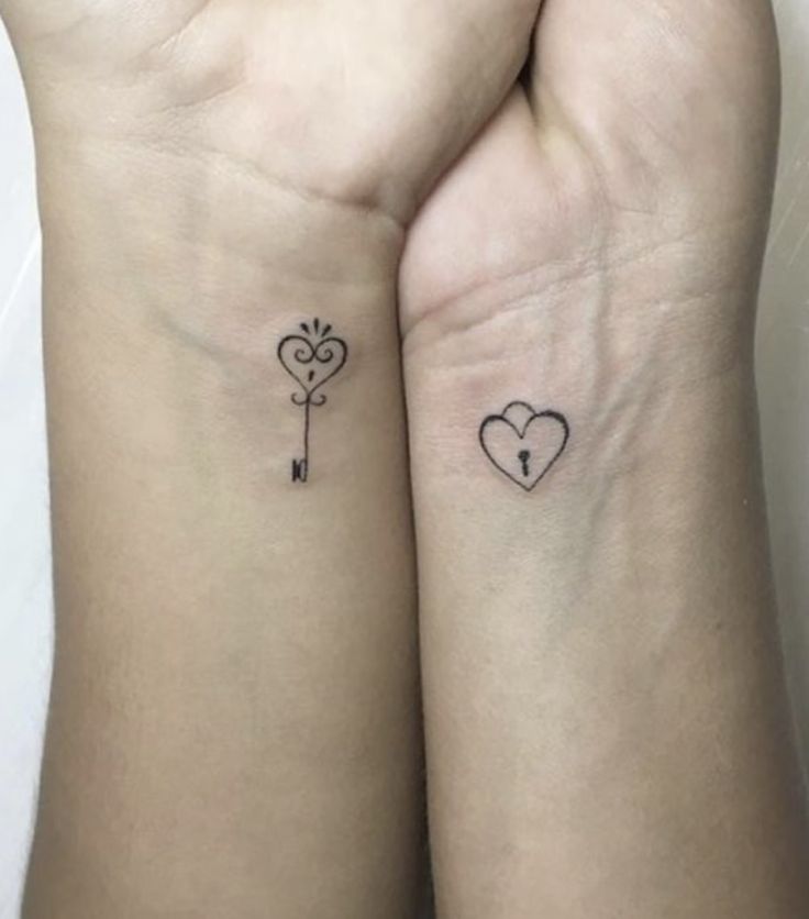 Small heart lock and key tattoo 0064