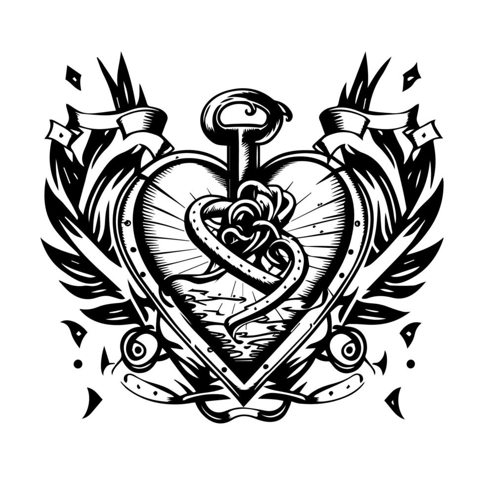 Small heart lock and key tattoo 0068