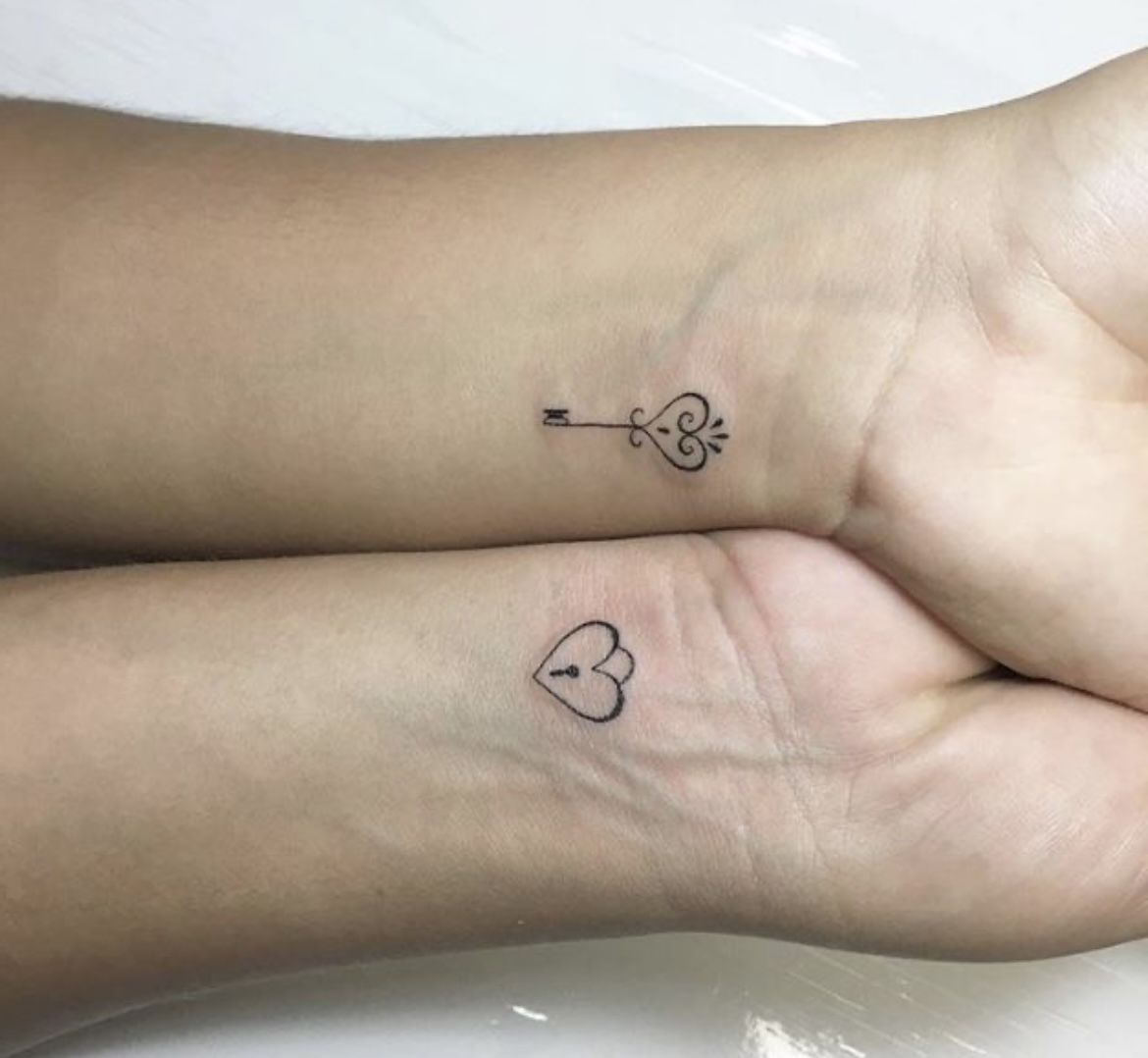 Small heart lock and key tattoo 0078