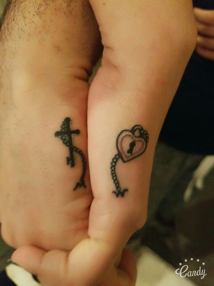 Small heart lock and key tattoo 0093