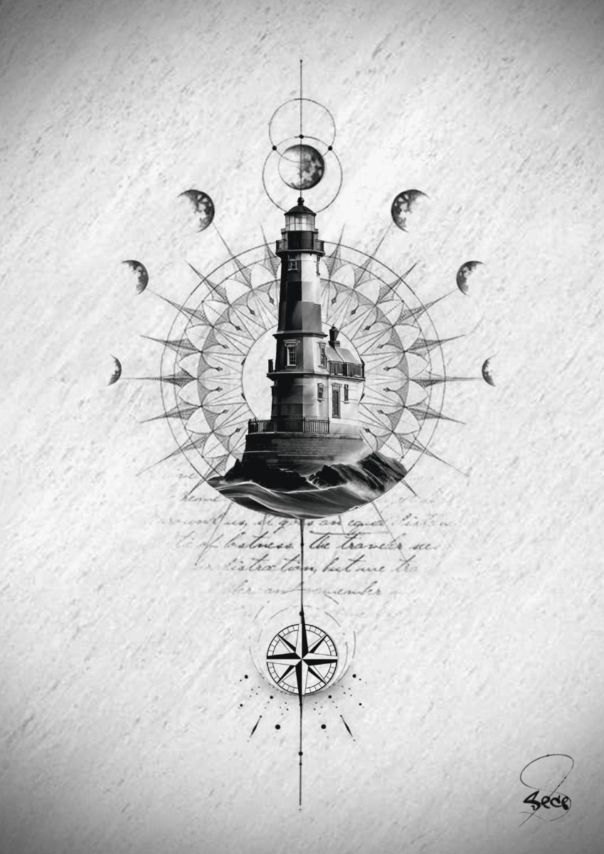 Small lighthouse tattoo 0010