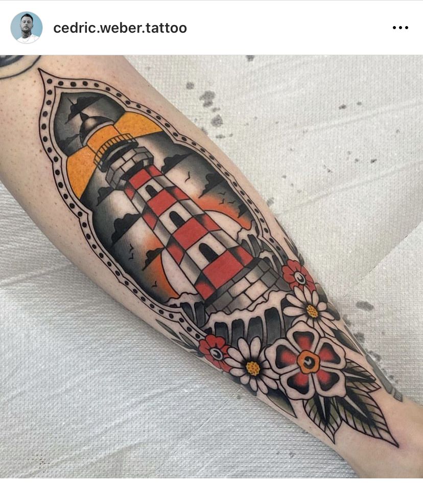 Small lighthouse tattoo 0011