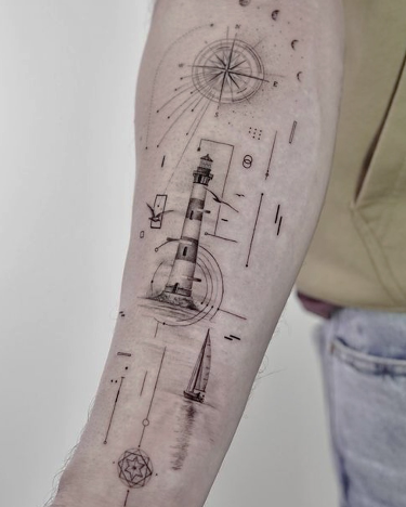 Small lighthouse tattoo 0014