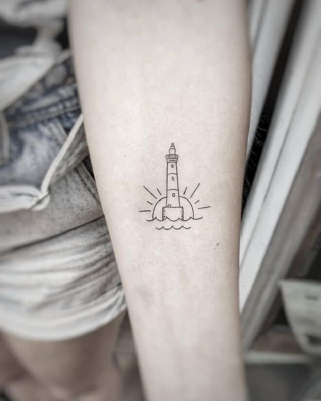 Small lighthouse tattoo 0016