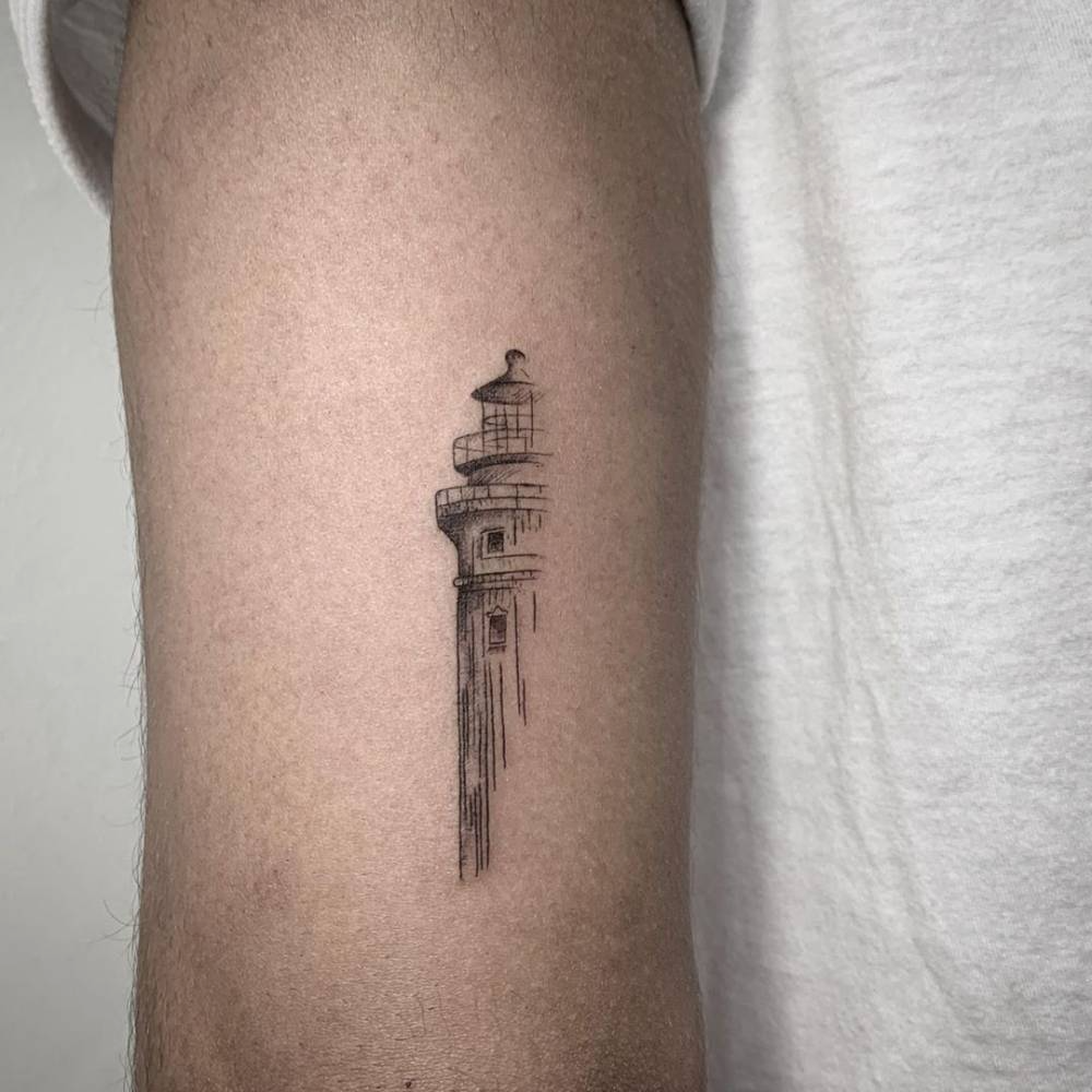 Small lighthouse tattoo 0022