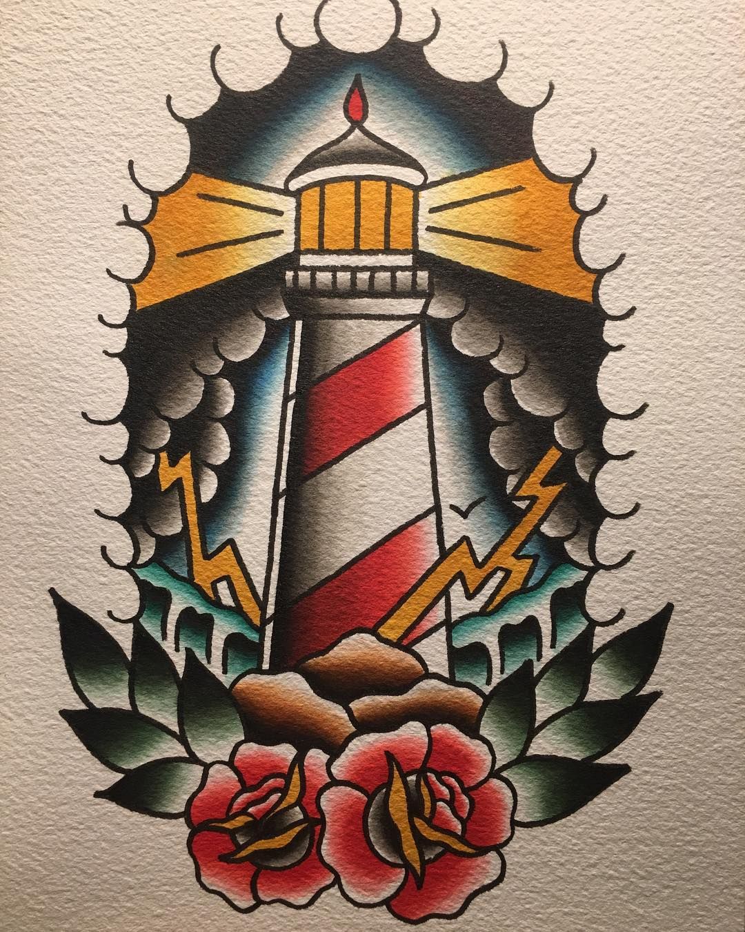 Small lighthouse tattoo 0031