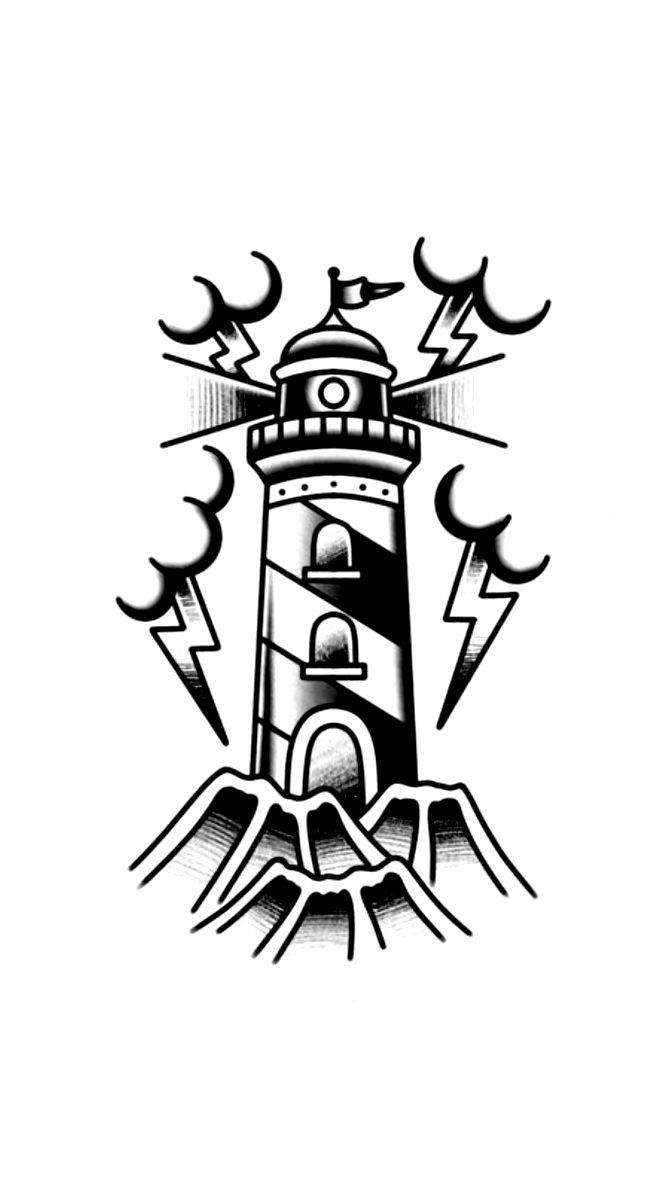 Small lighthouse tattoo 0052