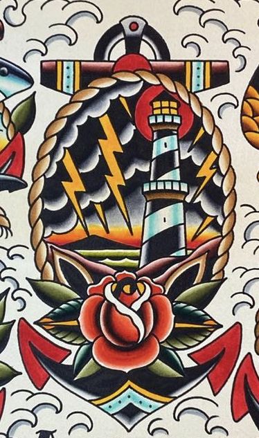 Small lighthouse tattoo 0054