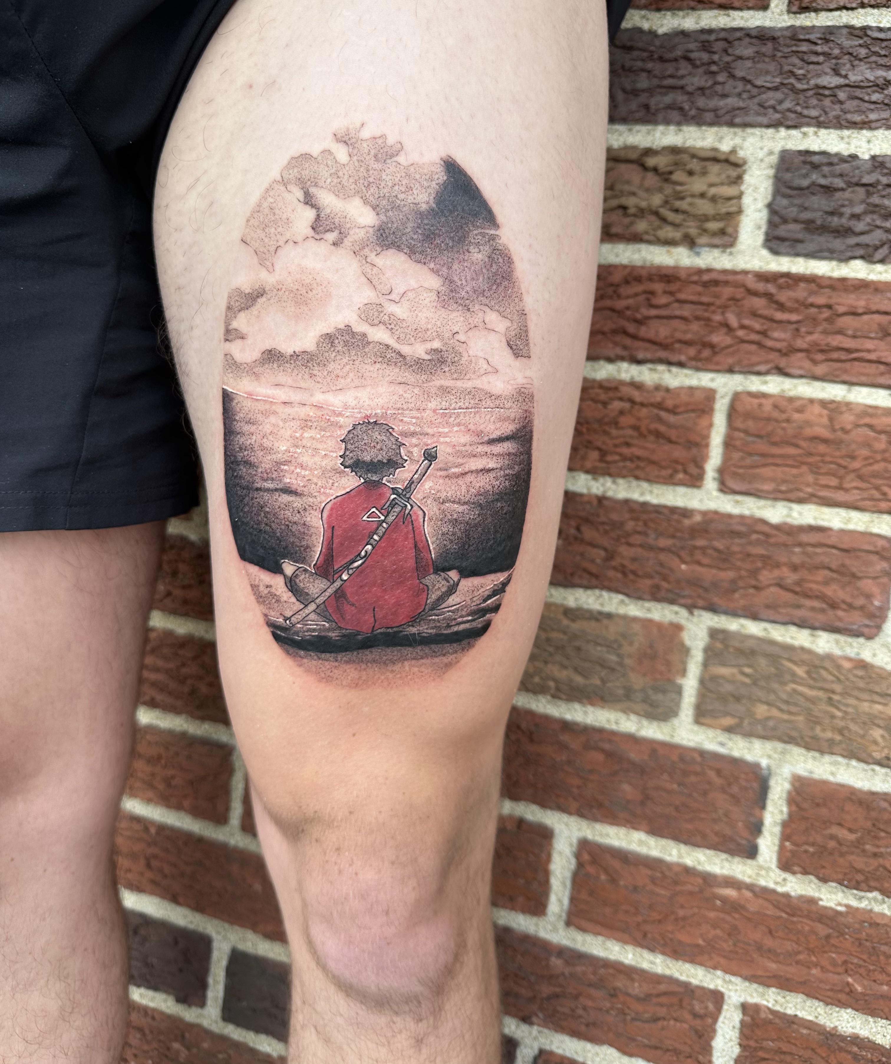 small mens thigh tattoo inspiration