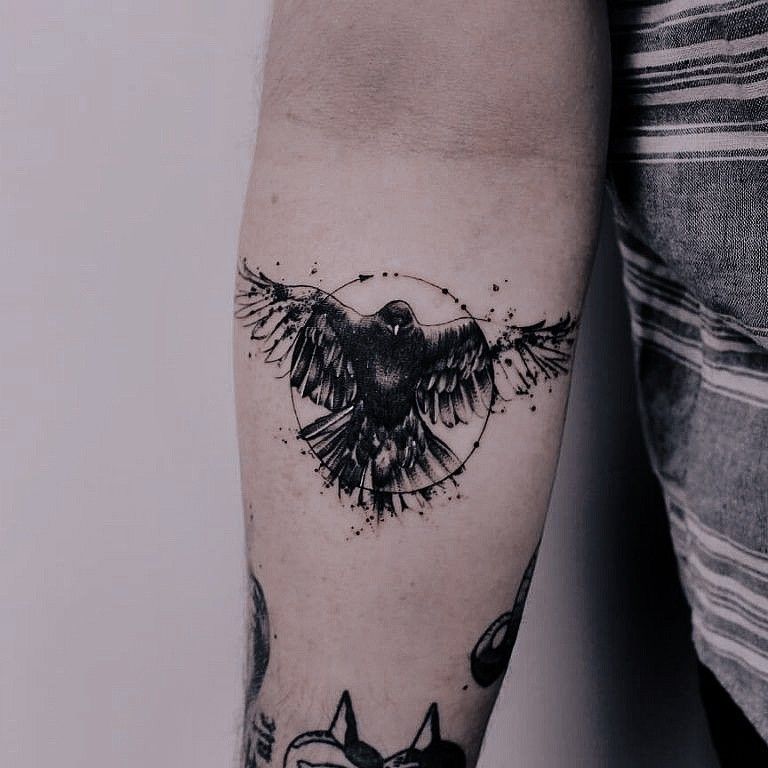 small nordic raven tattoo styles