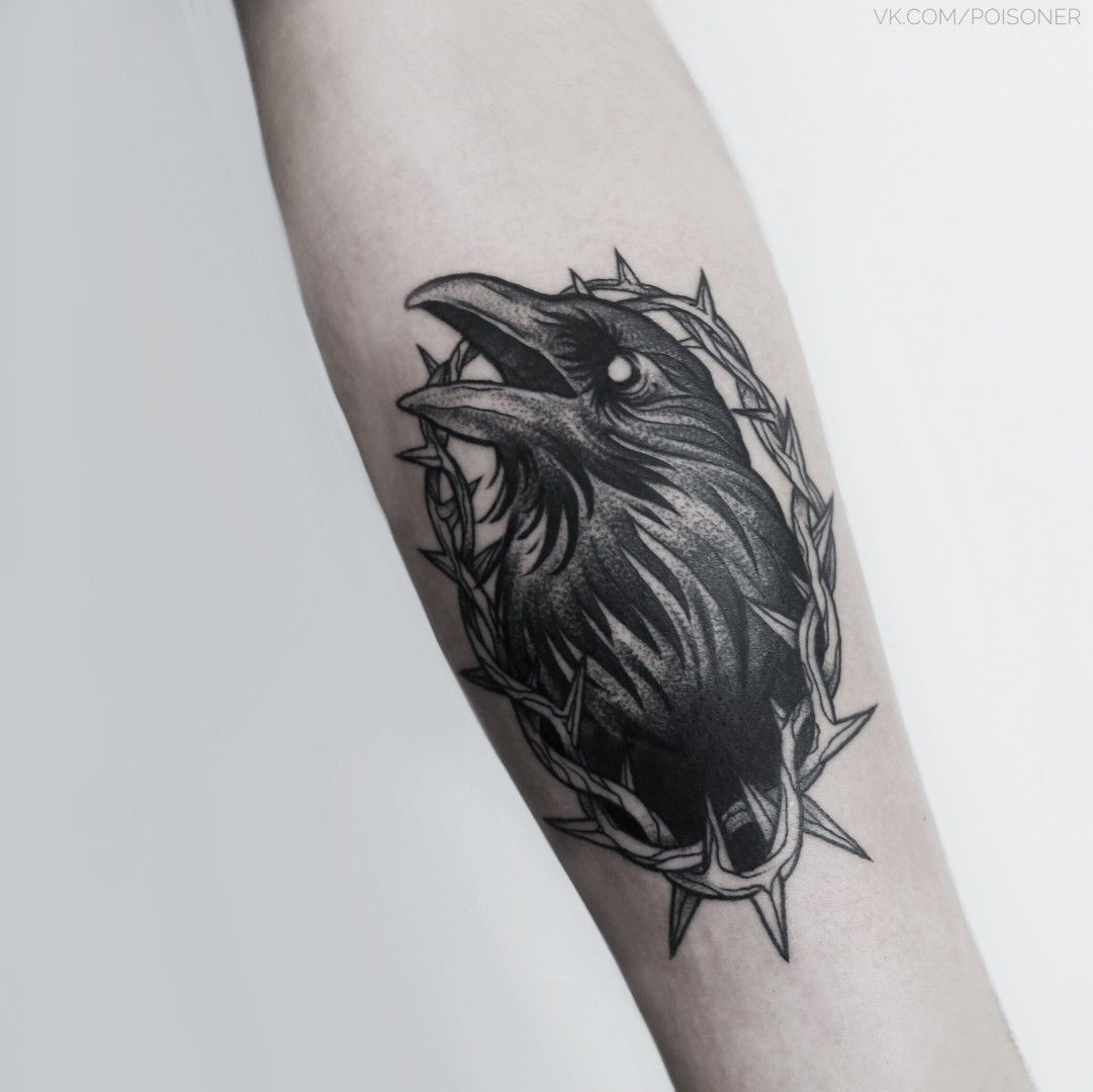 Small nordic raven tattoo 0010