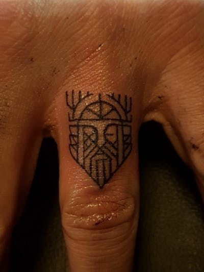 Small nordic raven tattoo 0036