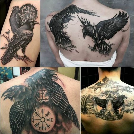 Small nordic raven tattoo 0047