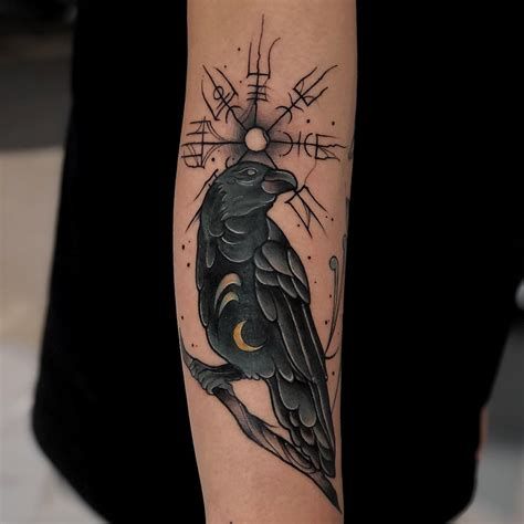 Small nordic raven tattoo 0077