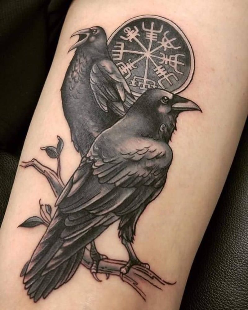 Small nordic raven tattoo 0083