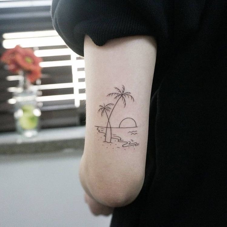 small palm tree tattoo 0081