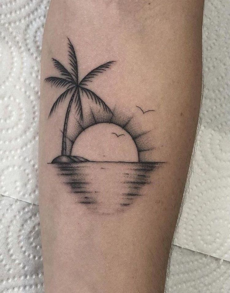 small palm tree tattoo 0097