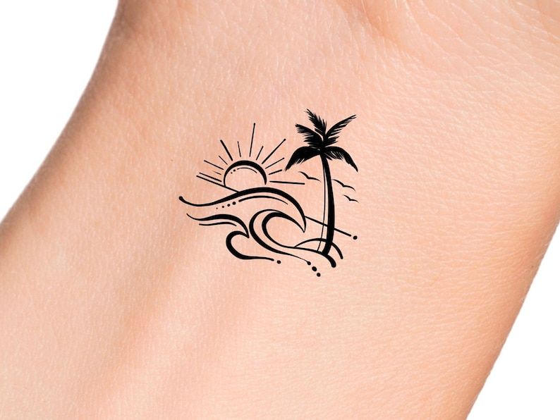 small palm tree tattoo 0099