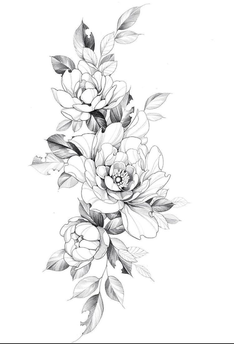 Small peony tattoo 0012