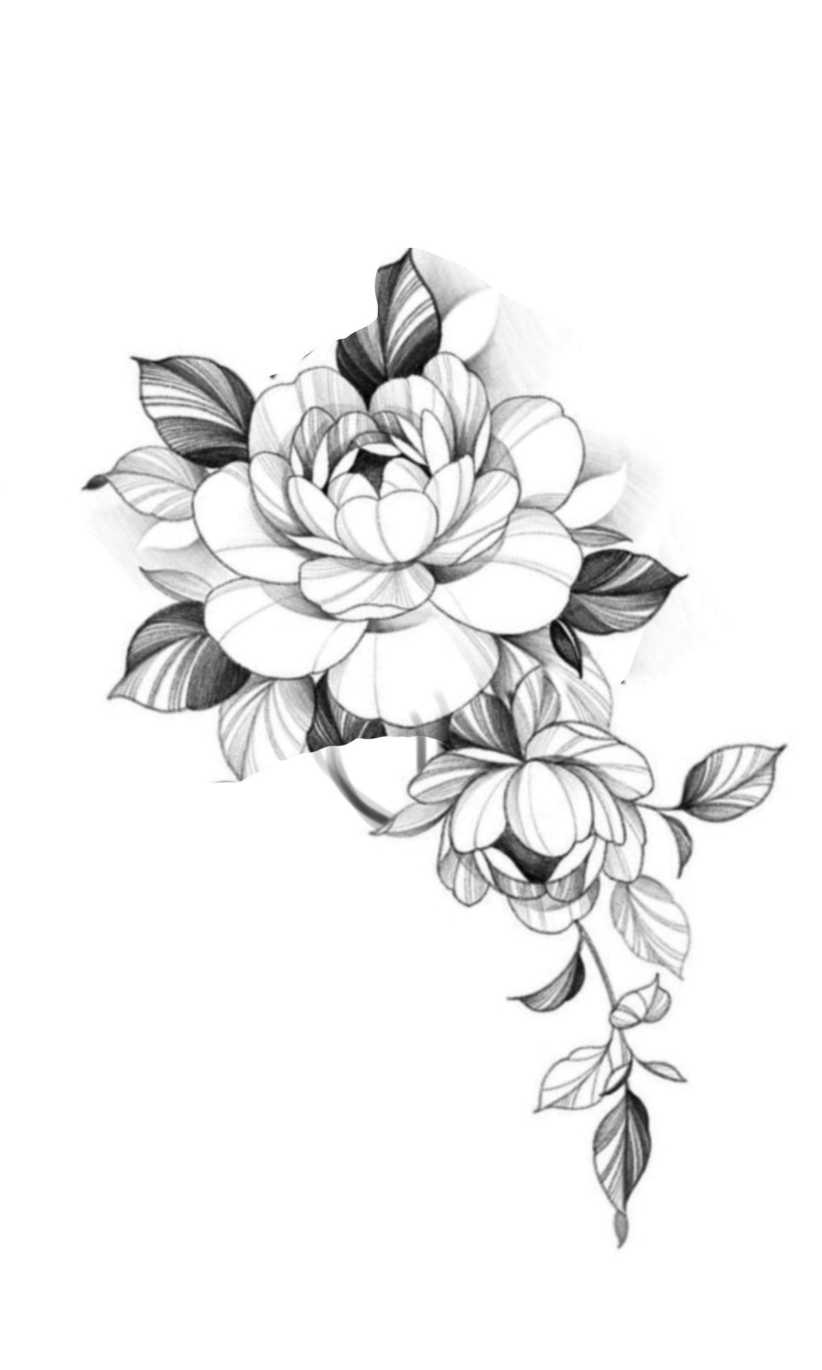 Small peony tattoo 0048