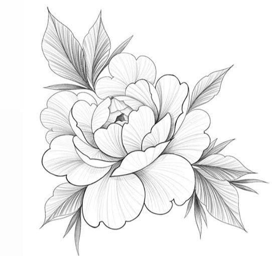 Small peony tattoo 0059