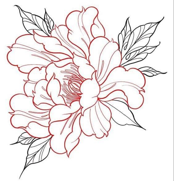 Small peony tattoo 0067