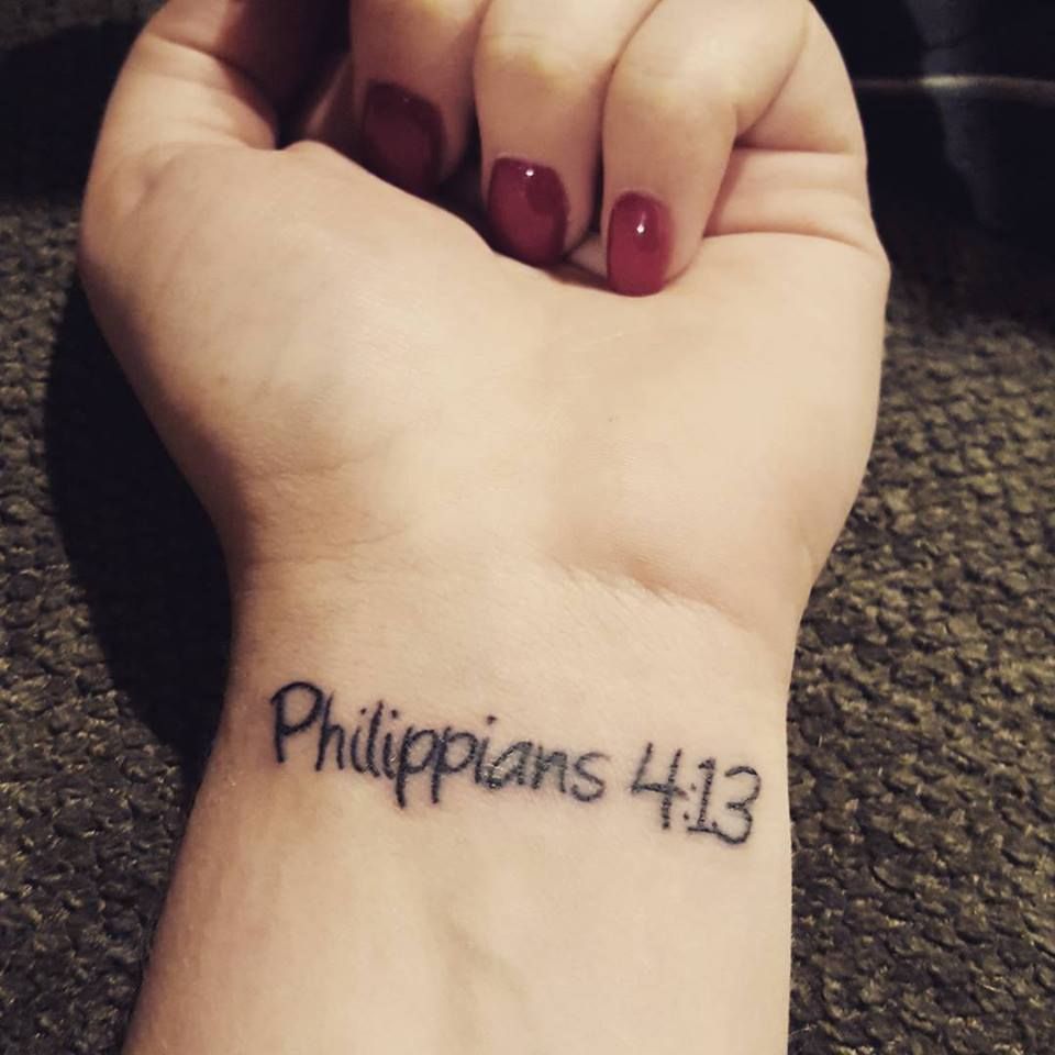 small Philippians 4 13 tattoo wrist 0015