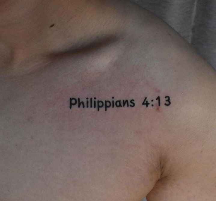 small Philippians 4 13 tattoo wrist 0084