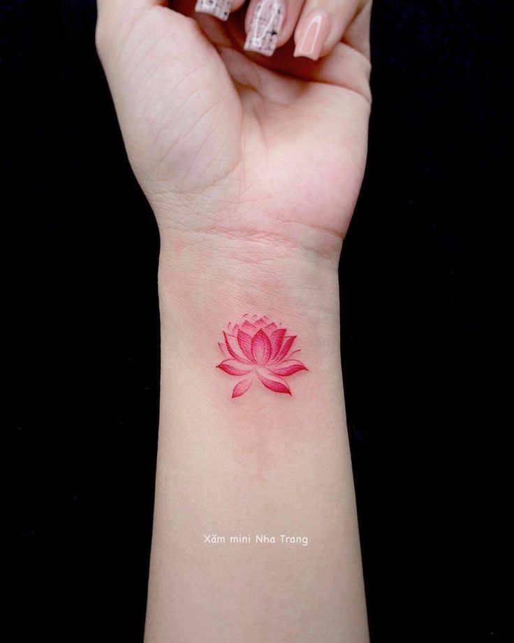 small pink lotus tattoo designs for beginners