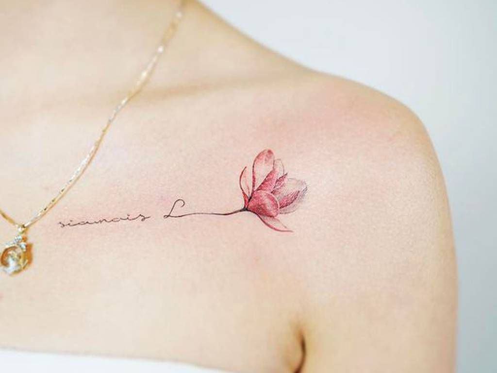 Small pink lotus tattoo 0019