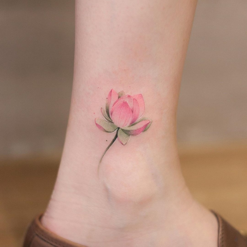 Small pink lotus tattoo 0020