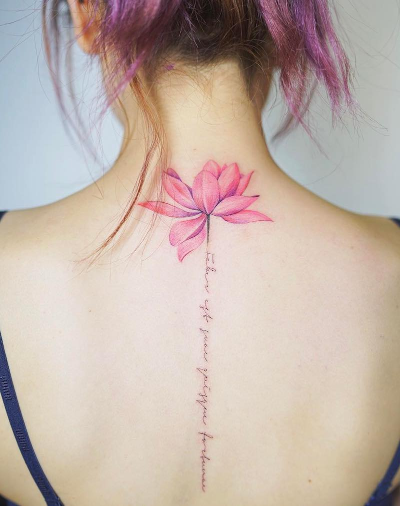 Small pink lotus tattoo 0054